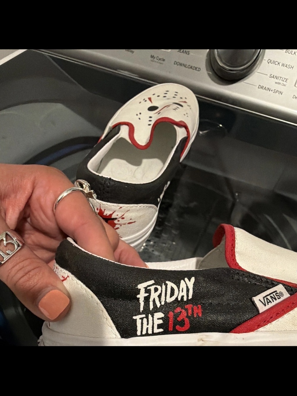 Vans Friday the 13th Custom Painted Slip-On Sneakers M7/W8.5 - Picture 5 of 8